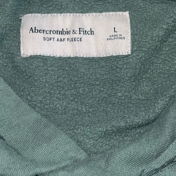 Abercrombie & Fitch Soft Fleece Hoodie Size Large Green Graffiti - Picture 3 of 5